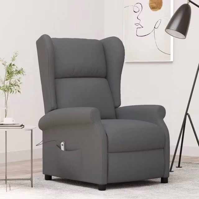 Poltrona Reclinabile Elettrica vidaXL in Tessuto Grigio con Struttura in Legno e Metallo per Soggiorno