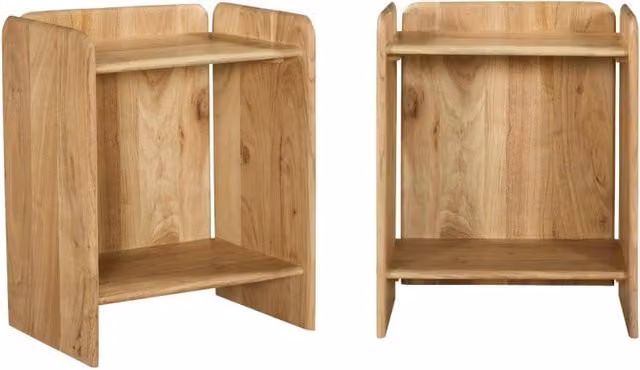 Set di 2 comodini SWEEEK in legno di acacia marrone e beige con 2 livelli, L 40 cm x P 50 cm