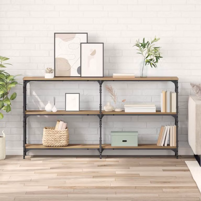 vidaXL Tavolo consolle moderno in rovere marrone L: 156 cm, P: 28 cm, H: 80,5 cm