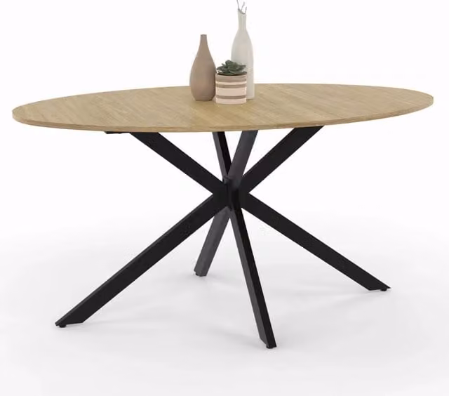 IDMarket Tavolo da pranzo ovale ALIX in legno e metallo, colore marrone e nero, per 8 persone