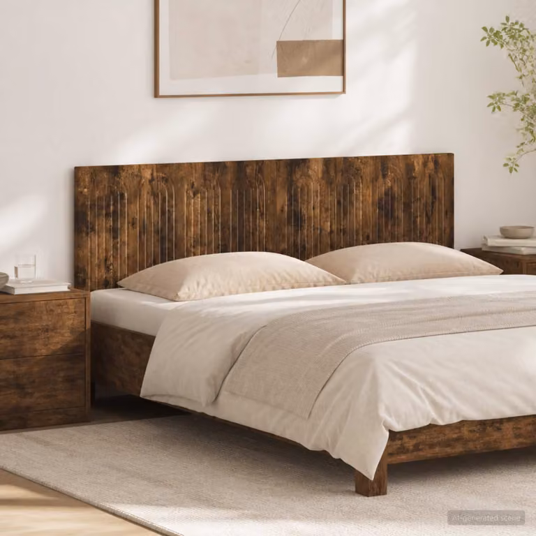 Testiera da muro moderna vidaXL ALKMAAR in legno ingegnerizzato Rovere Fumo, L: 180,5 cm, H: 50 cm, P: 15,6 cm