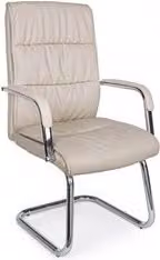 Sedia Direzionale Sydney Bizzotto in Ecopelle Beige con Braccioli e Struttura in Metallo
