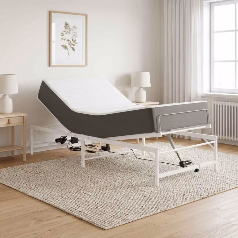 vidaXL Telaio Letto Elettrico Regolabile in Metallo Bianco L: 90 cm, P: 200 cm