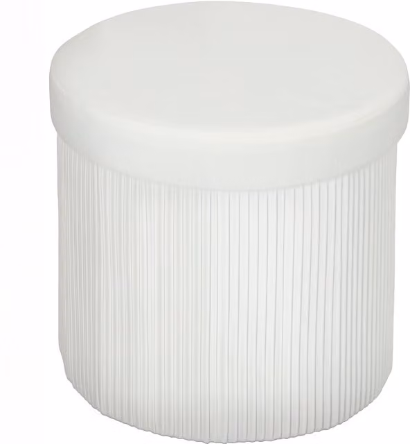 Pouf Contenitore Rotondo HOMCOM in Velluto Crema con Capacità 35 L, L/P/H: 38 x 38 x 38 cm