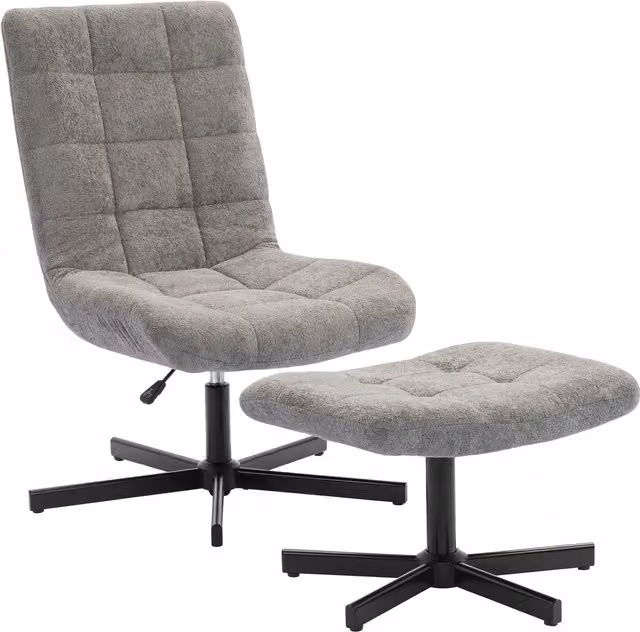 Poltrona Reclinabile HOMCOM in Velluto Grigio con Poggiapiedi Indipendente, L/P/H: 66 x 80 x 93-104 cm