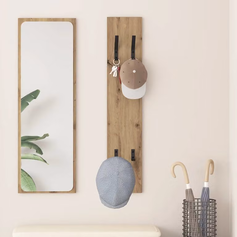 Appendiabiti a muro moderno vidaXL in legno marrone con ganci distribuiti