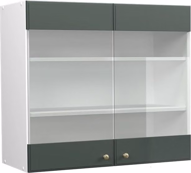 Pensile da cucina Vicco Fame-Line con ante in vetro, stile rustico, colore verde, oro e bianco, L: 80 cm