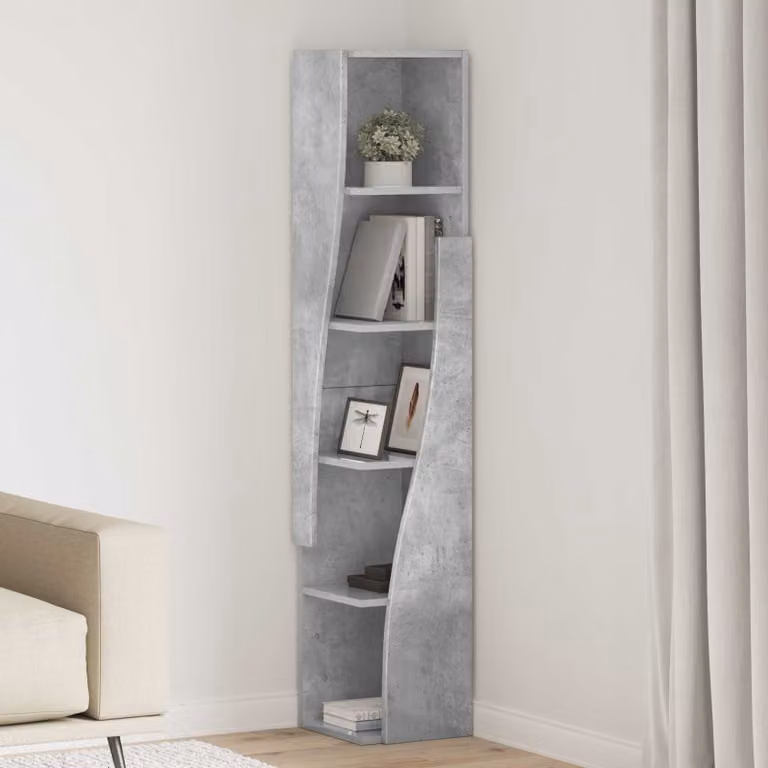 Mobile angolare vidaXL in legno MDF grigio per soggiorno L/P/H: 27,5 x 27 x 140 cm