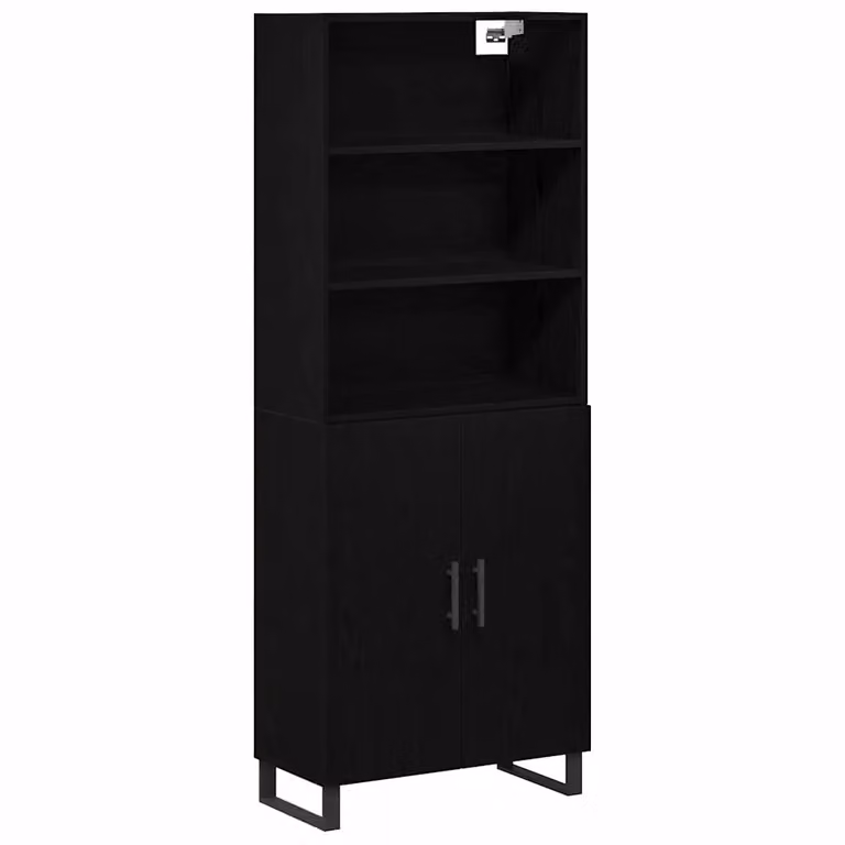 Set di 2 credenze moderne vidaXL in nero lucido, L: 69,5 cm, P: 34 cm, H: 180 cm