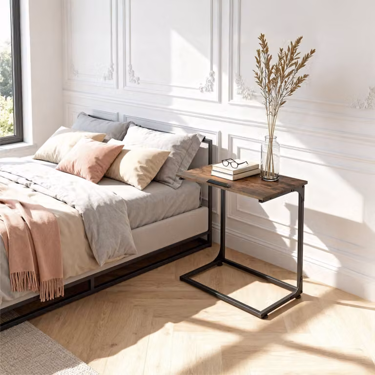 Tavolino Ruston Tectake con piano inclinabile in stile industriale, colore marrone, L: 55 cm, P: 35 cm, H: 66,5 cm