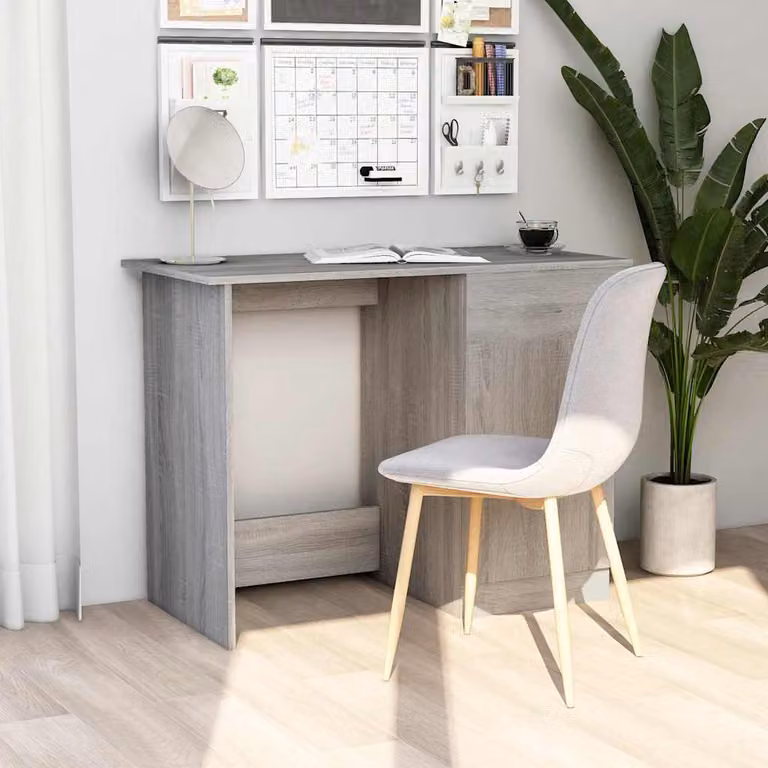Scrivania moderna vidaXL in legno e MDF Grigio L: 100 cm, P: 50 cm, H: 76 cm