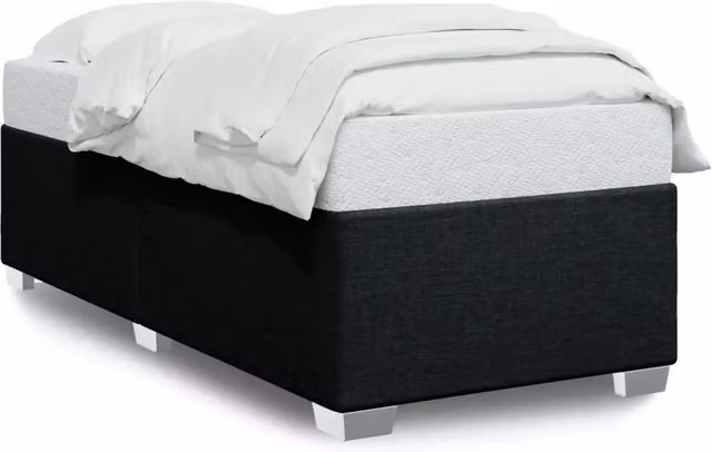Letto singolo per adulti DESIGN IN in tessuto nero con struttura a doghe in legno L 200 x L 90 cm