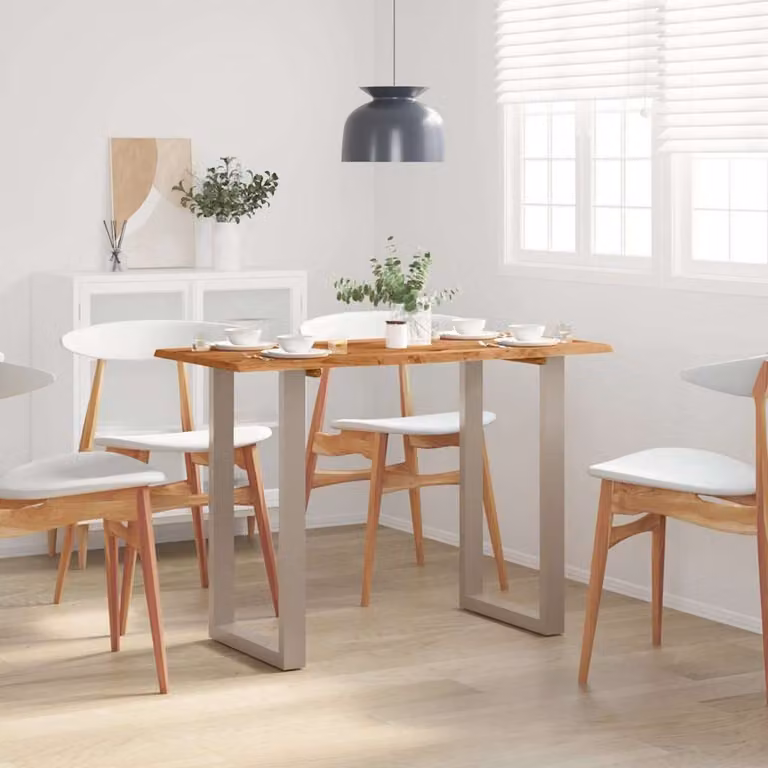 vidaXL Tavolo da Pranzo Rettangolare in Legno di Acacia e Metallo, Stile Industrial, L/P/H: 110 x 50 x 76 cm, Marrone e Argento