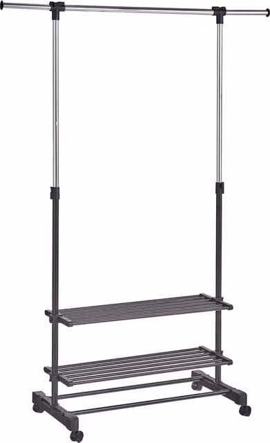 Appendiabiti Zeller con ripiani in metallo e plastica, design moderno antracite e nero opaco