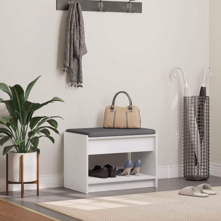 Panca porta scarpe vidaXL moderna in MDF bianco L: 63 cm, P: 38 cm, H: 45 cm