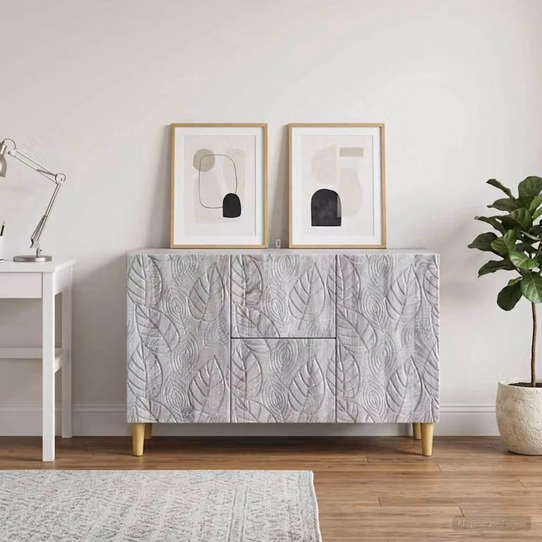 Credenza moderna vidaXL in legno ingegnerizzato color grigio, L 89 x P 34,5 x H 60 cm