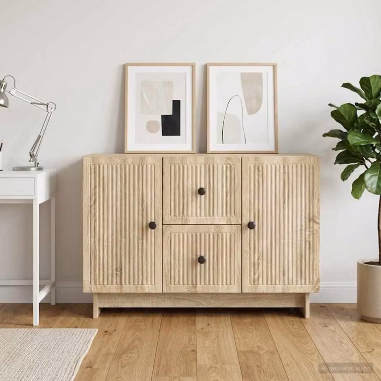 Credenza moderna vidaXL in legno ingegnerizzato color rovere Sonoma, L: 89 cm, P: 34,5 cm, H: 60 cm