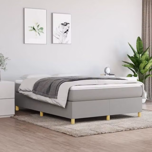 Struttura Letto a Rete a Molle Giroletto Design In Grigio Chiaro L: 140 cm x P: 200 cm