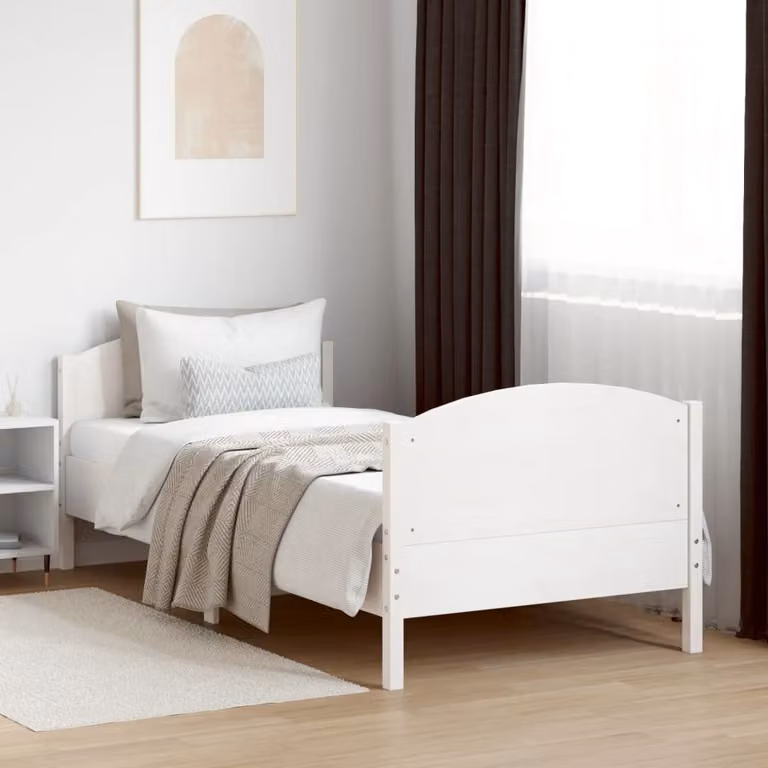 Letto senza materasso vidaXL in legno massello di pino bianco con doghe fisse L 200 cm x P 90 cm