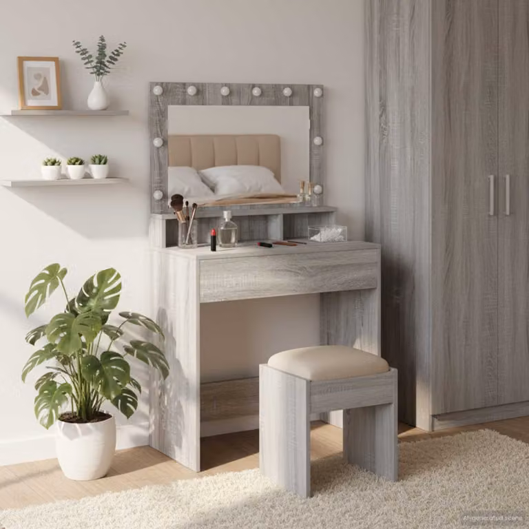 vidaXL Tavolo da Trucco Moderno Grigio L: 78,5 cm, P: 41 cm, H: 135 cm