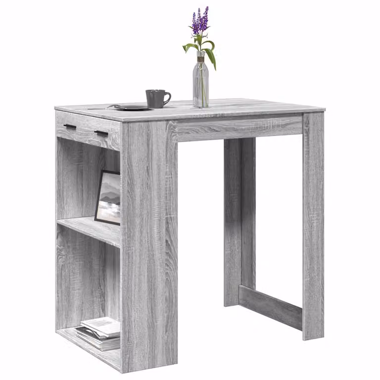 vidaXL Tavolo da Bar Rettangolare Grigio in Truciolato e MDF L: 102 cm, P: 70 cm, H: 103,5 cm