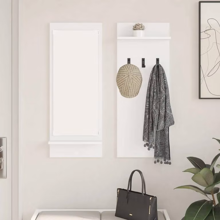 vidaXL Appendiabiti a muro moderno in MDF bianco L: 70 cm, P: 10 cm, H: 90 cm