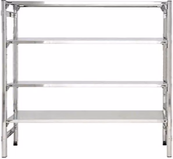Scaffale professionale in acciaio inox argentato con ganci ad incastro Castellani Shop L: 200 cm, P: 40 cm, H: 180 cm