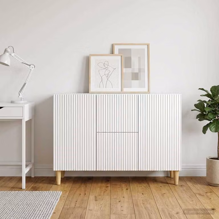 Credenza moderna vidaXL in bianco lucido in legno MDF L/P/H: 89 x 34,5 x 60 cm