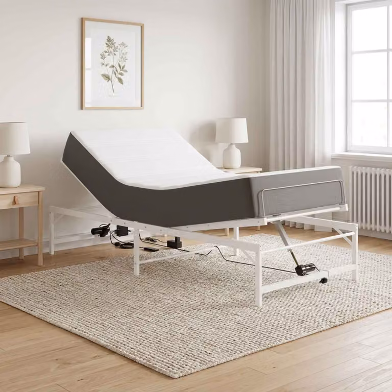 vidaXL Telaio Letto Elettrico Regolabile in Metallo Bianco L: 107 cm, P: 201 cm