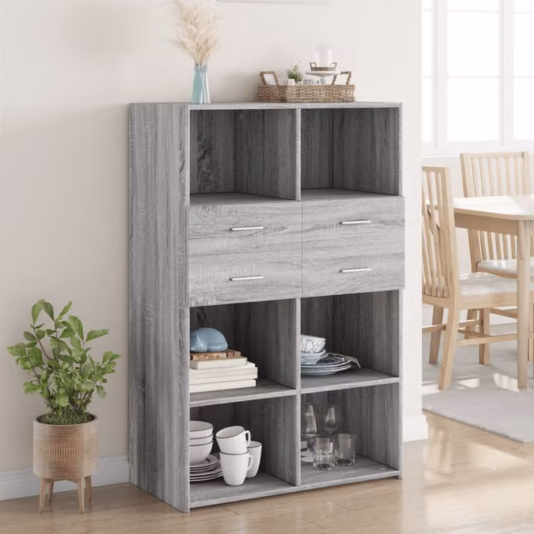 Credenza moderna vidaXL in MDF Grigio, L 80 cm x P 42,5 cm x H 124 cm