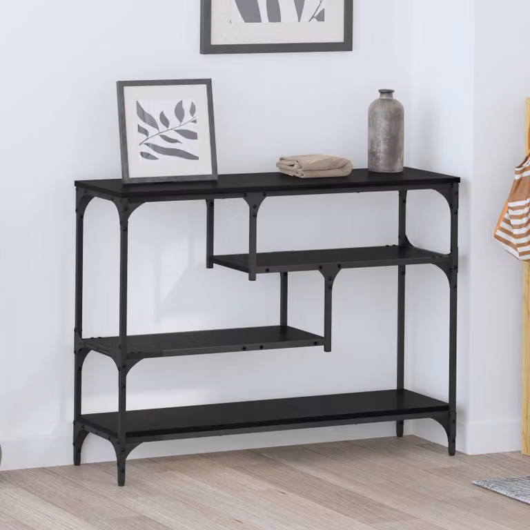 vidaXL Tavolo consolle in stile industriale nero L: 100 cm, P: 30 cm, H: 75 cm
