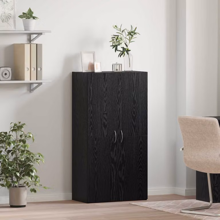 Mobile per ufficio vidaXL moderno nero con ante a battente e ripiani regolabili L: 60 cm, P: 32 cm, H: 115 cm