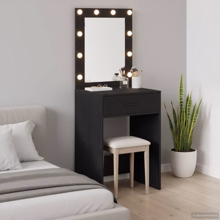 vidaXL Tavolo da Trucco Moderno Nero L: 50 cm, P: 41 cm, H: 135 cm