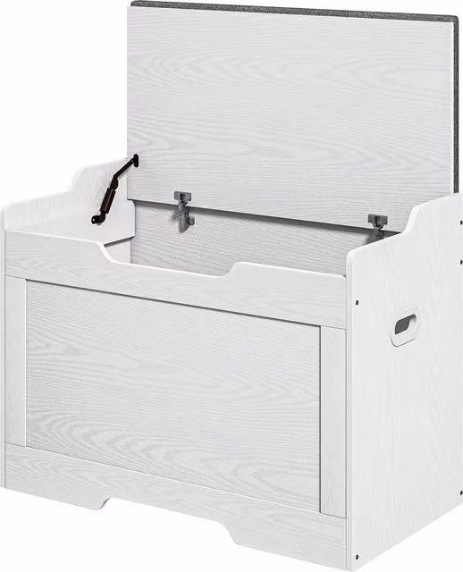 Panca Contenitore Multifunzione HOMCOM in Legno con Cuscino in Tessuto, L: 75 cm, P: 40 cm, H: 56 cm, Bianco e Grigio