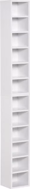 Set di 2 librerie porta CD HOMCOM in legno MDF bianco con 12 ripiani, L/P/H: 21 x 19.2 x 88.3 cm