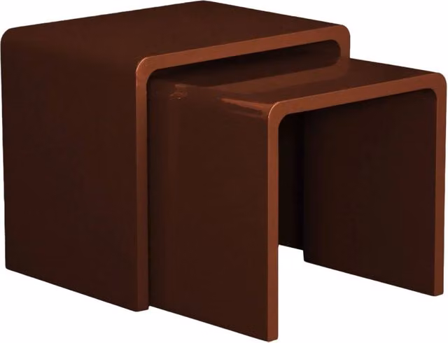 Set di 2 tavolini impilabili SWEEEK con piano incastrato, finitura lucida, colore rosso