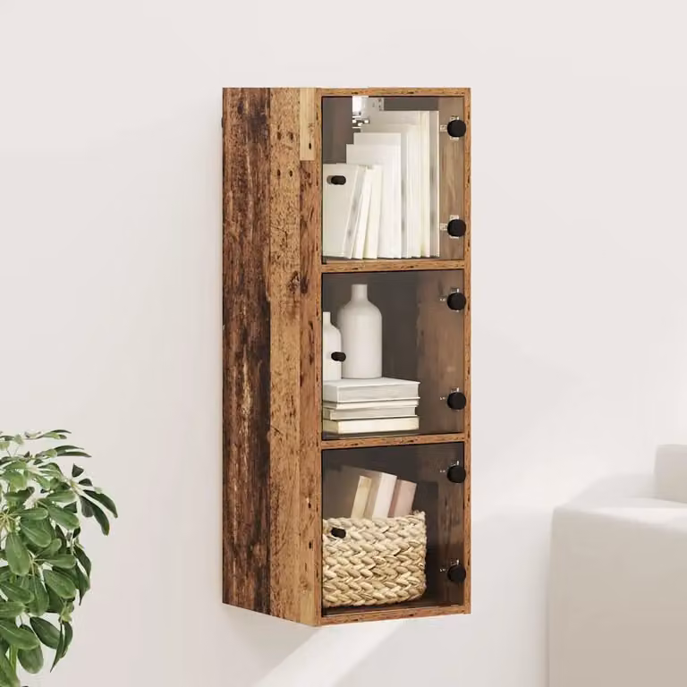 Armadietto a muro moderno vidaXL in legno e vetro marrone con ante in vetro, L: 35 cm, P: 37 cm, H: 102 cm