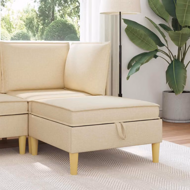 Divano con contenitore in tessuto beige e marrone con struttura in legno e stile minimalista vidaXL