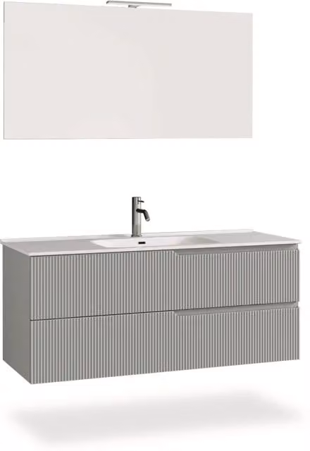 Composizione mobile bagno Venere 4 pezzi AQA DESIGN colore grigio opaco L: 121 cm, P: 46,5 cm, H: 190 cm