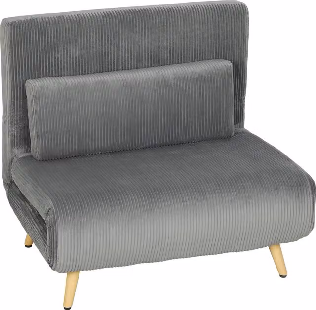 Poltrona Letto 3 in 1 HOMCOM in Tessuto a Coste con Schienale Regolabile, Grigio Scuro