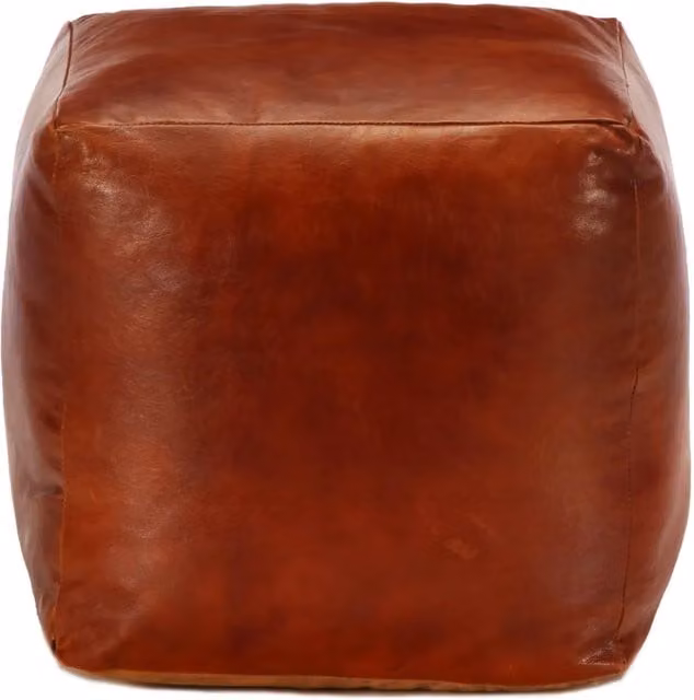 Pouf a cubo vidaXL in vera pelle marrone stile vintage L/P/H: 40 x 40 x 40 cm