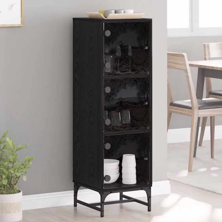 Credenza moderna vidaXL in nero, L 35 cm x P 37 cm x H 117 cm
