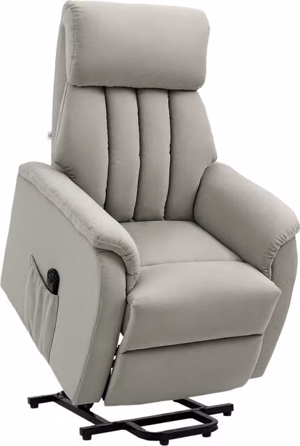 Poltrona Alzapersona Reclinabile HOMCOM con Telecomando e Poggiapiedi, Grigio, L: 75 cm, P: 93 cm, H: 110 cm