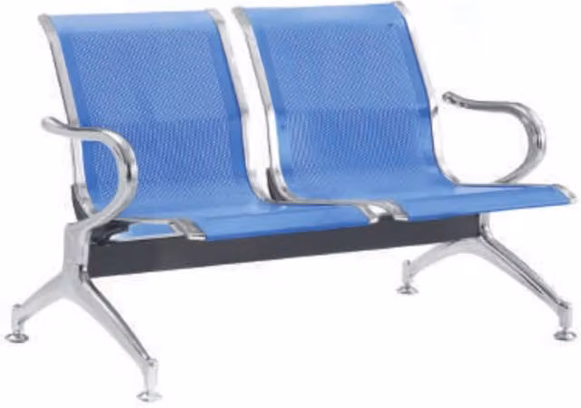 Panca da due posti GEREP in metallo blu con braccioli per uso professionale L: 123 cm, P: 68 cm, H: 78 cm