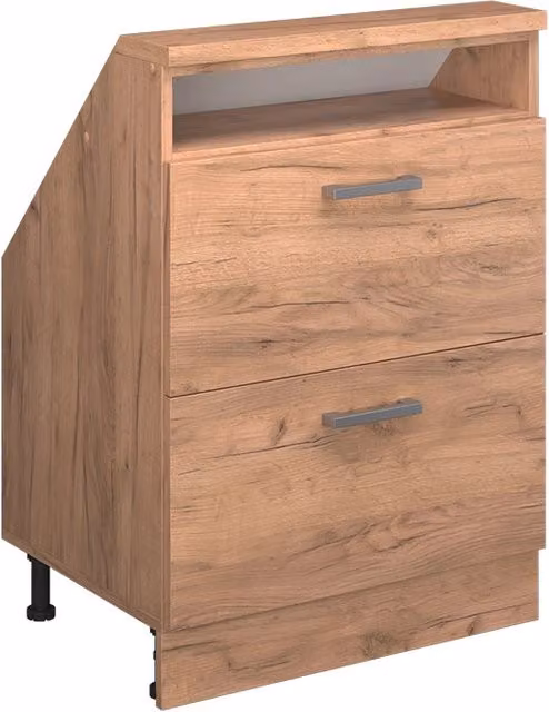 Mobile sottotetto Vicco Rion in rovere dorato con cassetti e ripiani aperti L: 60 cm, P: 46 cm, H: 83,8 cm