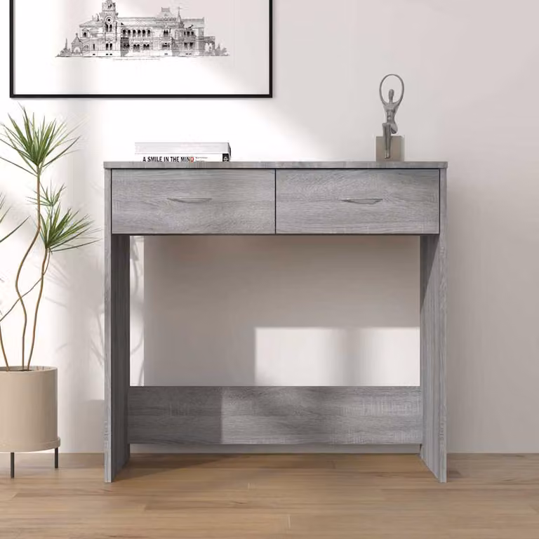 Scrivania moderna vidaXL in legno e MDF Grigio L: 80 cm, P: 40 cm, H: 75 cm