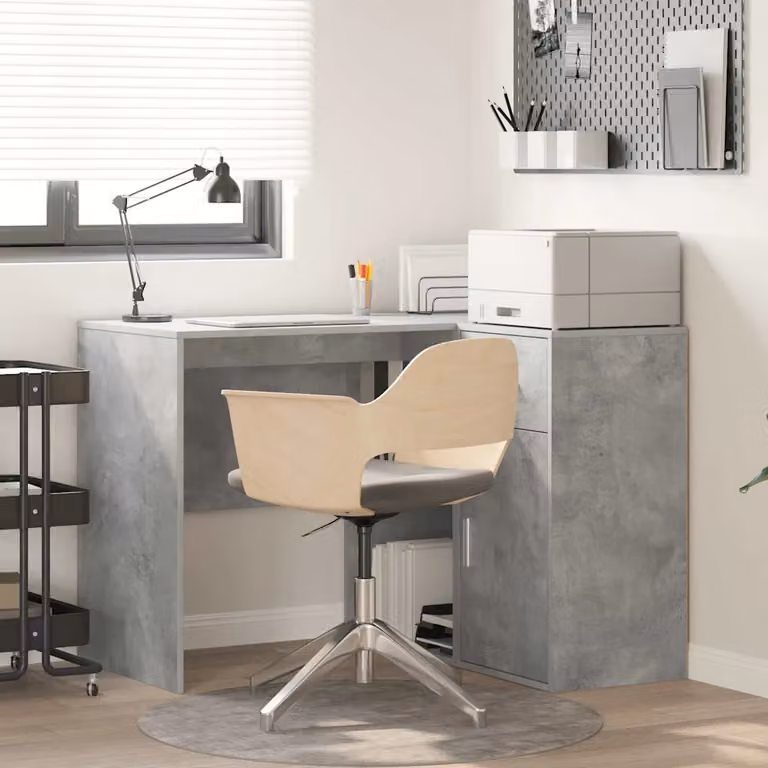 Scrivania ad angolo moderna vidaXL in grigio, L: 102 cm, P: 88 cm, H: 75 cm
