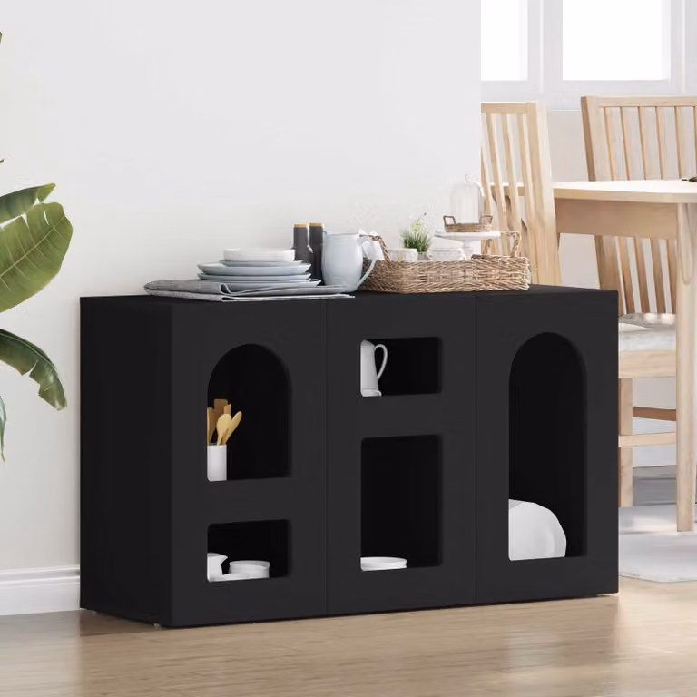 Credenza moderna vidaXL ELST in legno ingegnerizzato nero L 100 x P 35 x H 59 cm