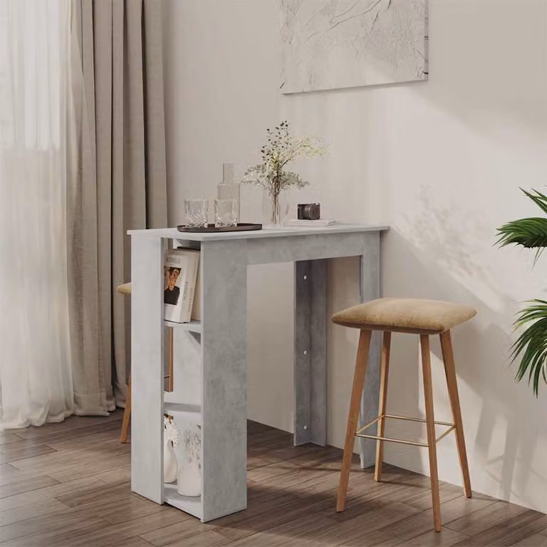 vidaXL Tavolino da Bar Moderno con Ripiani Grigio Cemento L/P/H: 102 x 50 x 103,5 cm