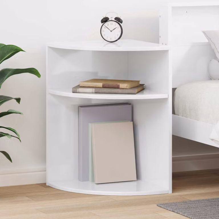 vidaXL Tavolino moderno bianco lucido in legno ingegnerizzato L/P/H: 39,7 x 39,7 x 60 cm